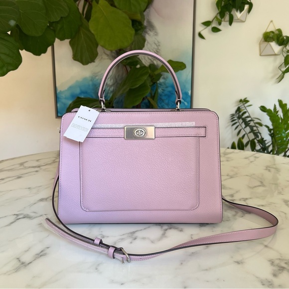 Coach Handbags - NWT Coach Lane Top Handle Carryall Satchel Crossbody Silver / Ice Purple C8209